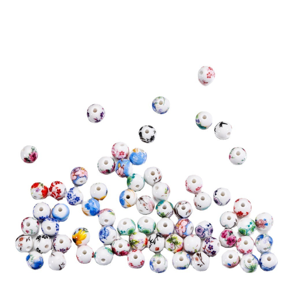 Al por mayor 10pcs/paquete de colgantes de ciruela de cerámica de estilo chino cuentas de cuerda de bricolaje de bricolaje